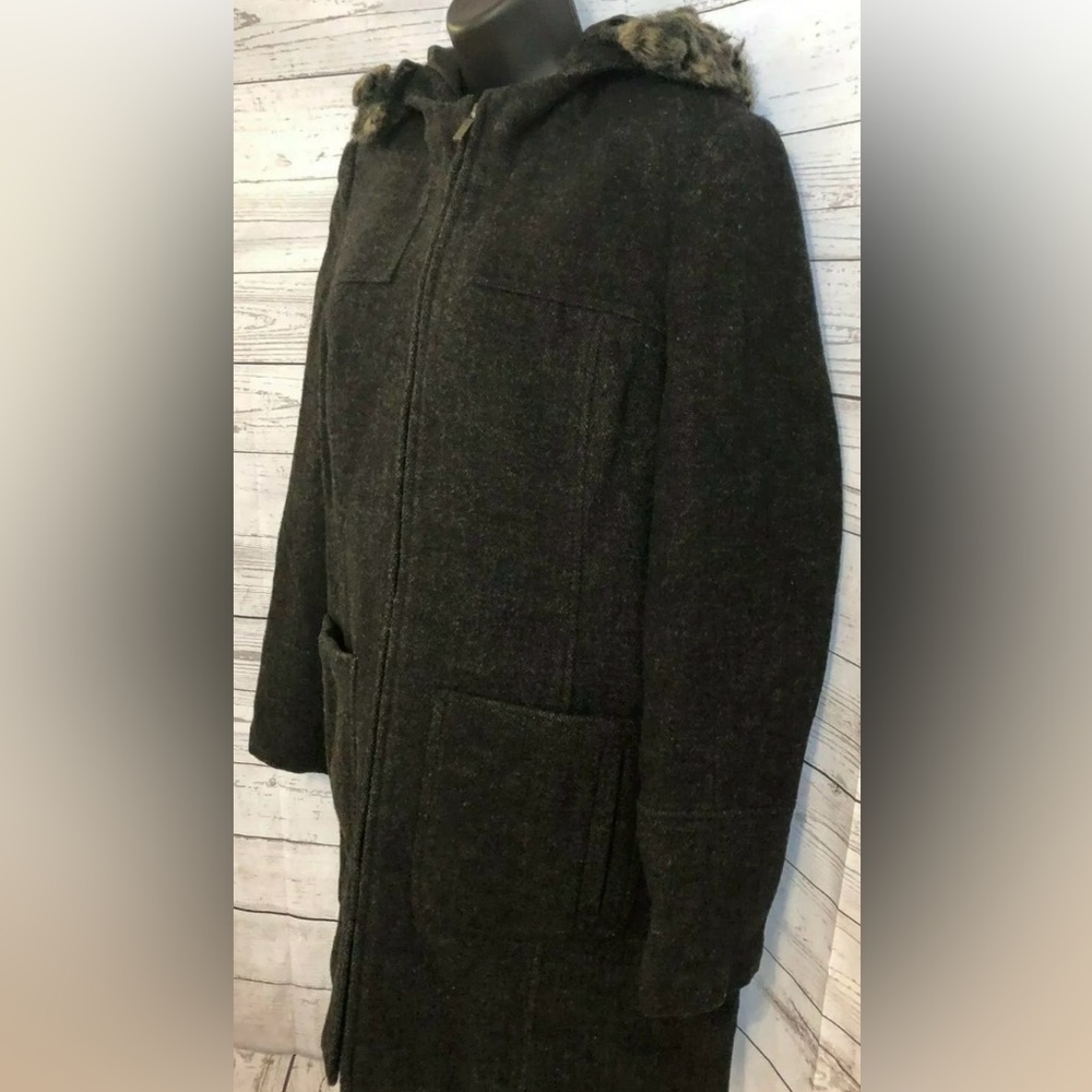 Camaieu Wool Blend Jacket with Detachable fur size 6
